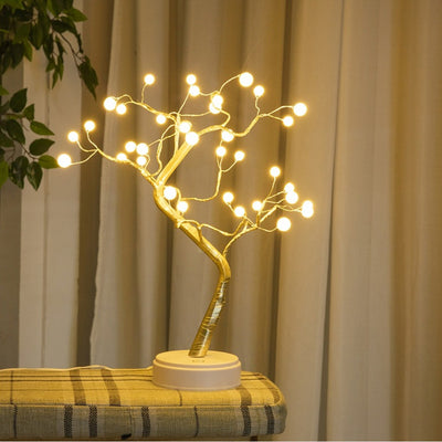 LED Fire Tree Silver Flower Branch Night Lamp