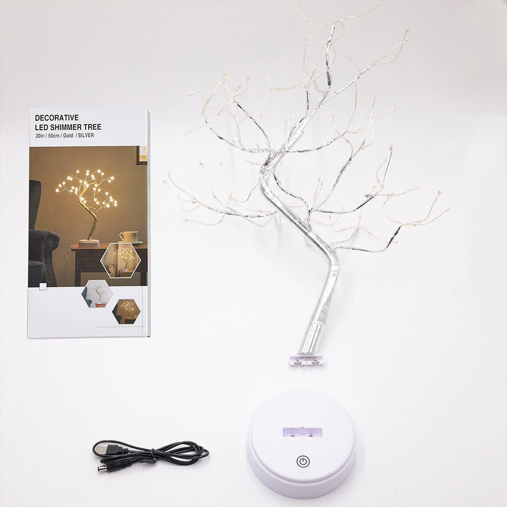 LED Fire Tree Silver Flower Branch Night Lamp