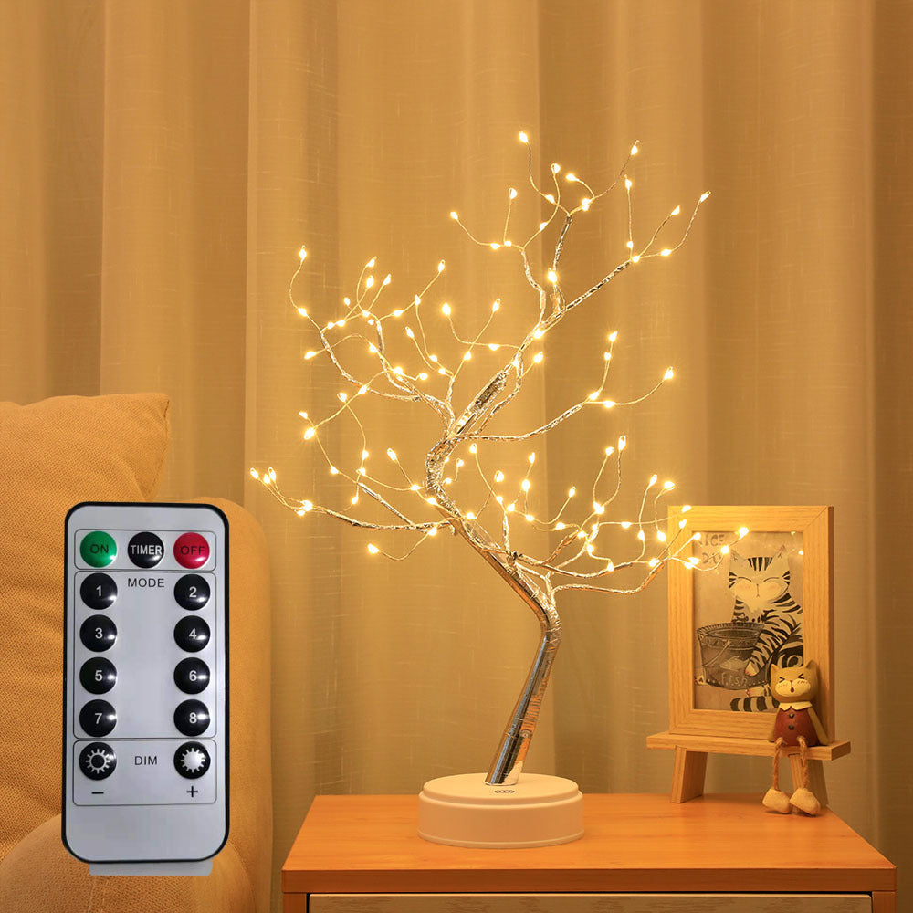 LED Fire Tree Silver Flower Branch Night Lamp