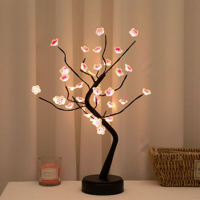 LED Fire Tree Silver Flower Branch Night Lamp