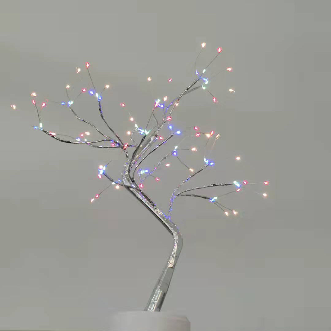 LED Fire Tree Silver Flower Branch Night Lamp