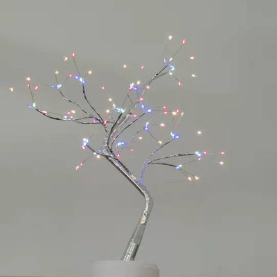 LED Fire Tree Silver Flower Branch Night Lamp