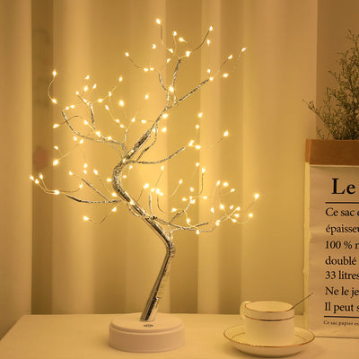 LED Fire Tree Silver Flower Branch Night Lamp