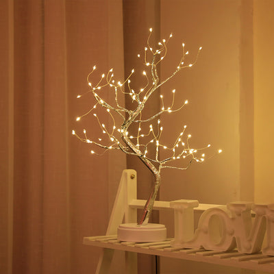 LED Fire Tree Silver Flower Branch Night Lamp
