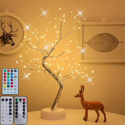 LED Fire Tree Silver Flower Branch Night Lamp